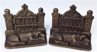 Sleeping Dog Bookends, brass wash, 4"L x 3.75"T