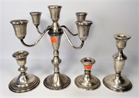 Sterling Candlesticks, weighted bases, wrinkled,