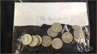 Lot of 12 silver quarters