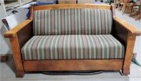 Couch / Bed - antique, solid wood arms
