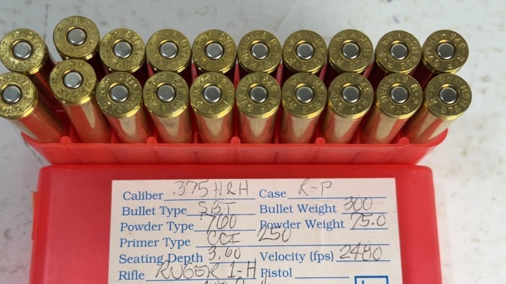 20 rds .375 H&H .300 Gr Reload