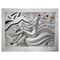 Mark Kostabi "Driving The Point Home" Hand Signed