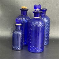 Lot of 4 Cobalt Blue Bottles