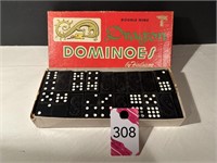 Vtg Double Nine Dragon (Wooden) Dominoes..