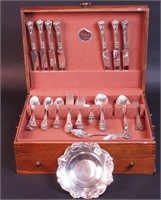 A 59-piece set of sterling silver flatware,