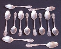 12 sterling silver teaspoons, La Parisiene