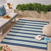 FM3555  Noble House Geometric Area Rug 5 x 8 - Blu