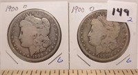 2 - 1900-O Morgan silver dollars