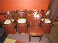 LOT, (8) PADDED WOOD DINING CHAIRS