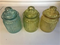 Lot of 3 Colorful Jars w/ Lids