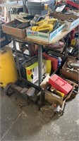 34”x24” Wood Top Metal Frame Rolling Cart, Holes