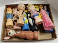 Vtg Bubble Bath Container Toys w/ Flintstones,