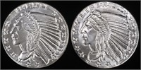 (2) 1 OZ .999 SILVER INDIAN DESIGN ROUNDS