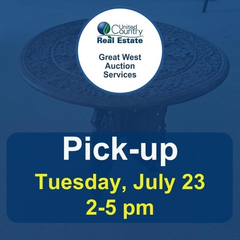 Pickup Tuesday, July 23, 2024, at 2-5 pm