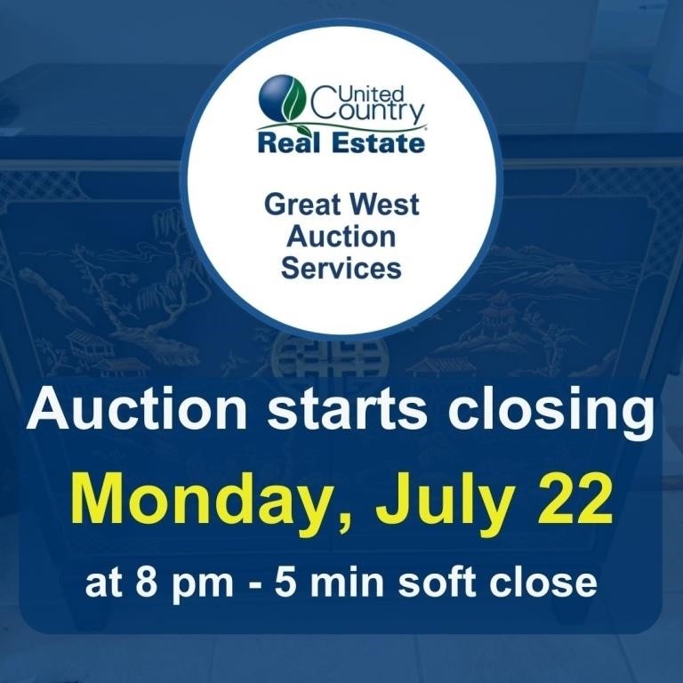 Auction begins to close Monday, July 22, 2024, at