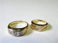 2 10k gold diamond set rings, 12 gms