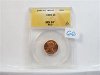 1995 P Lincoln Cent Penny Ms 67 ANACS Red