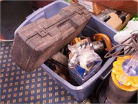 Tub of tools including two electric saws, Kobalt