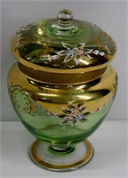 Vtg Venetian Murano Gold Gilt Enameled Candy Dish