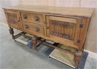 ANTIQUE CARVED BUFFET W/2 DRAWERS &2 DOORS c1900