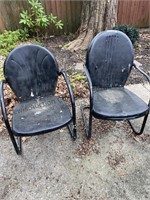 2 vintage metal outdoor chairs