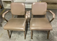 Faux Leather and Metal Office Armchairs, 32in