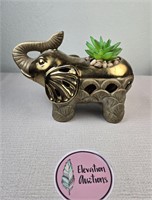 Small Decorative Gold Colored Elephant Planter