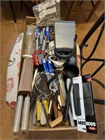 Box of Misc. Kitchen Utensils, Serving Trays, and
