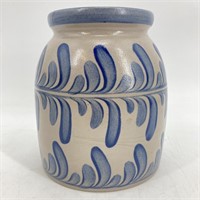 Contemporary Cobalt Decorated Stoneware Crock