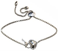 Key & Heart White Sapphire Bolo Bracelet