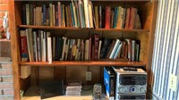 Bookshelf contents, books, Sharp stereo, cd’s