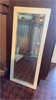 Old beveled mirror, white wood frame 14.5"x36"