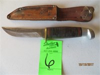 Western knife with leather sheath