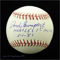 Randy Gumpert Mantle's First MLHR Signed Baseball