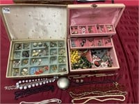 Estate Costume Jewelry with two jewelry boxes