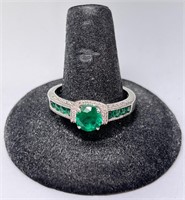 Stunning Sterling Emerald Ring 5 gr Size 12.25