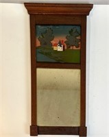 ANTIQUE MIRROR WITH REVERSE PAINTING ON GLASS