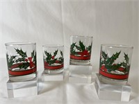 Lot Of 4 Vintage Libbey & Red Berry Rock Glasses