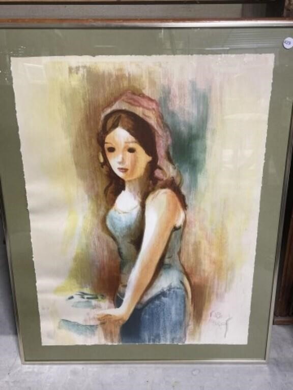 Framed Print Of Woman, See Photos For Artist