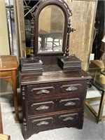 Small Antique Dresser With Swivel Mirror,