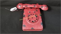 Decorative Red Metal Telephone