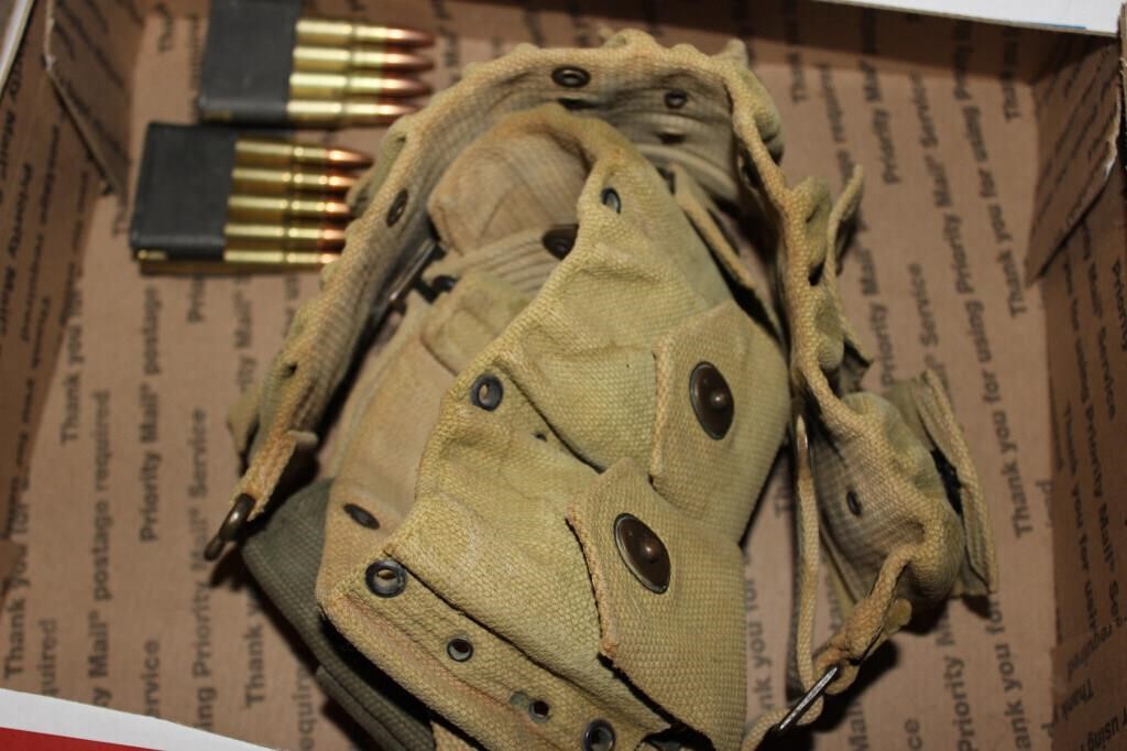 WW2 M1 Garand cartridge belt w/blanks and ammo