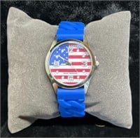 American flag silicone band watch