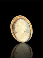 Etruscan Aged Gold Noble Man Cameo Brooch