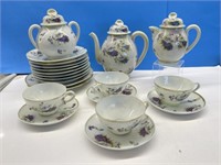 Early Hand Painted Floral Tea Set 24pcs