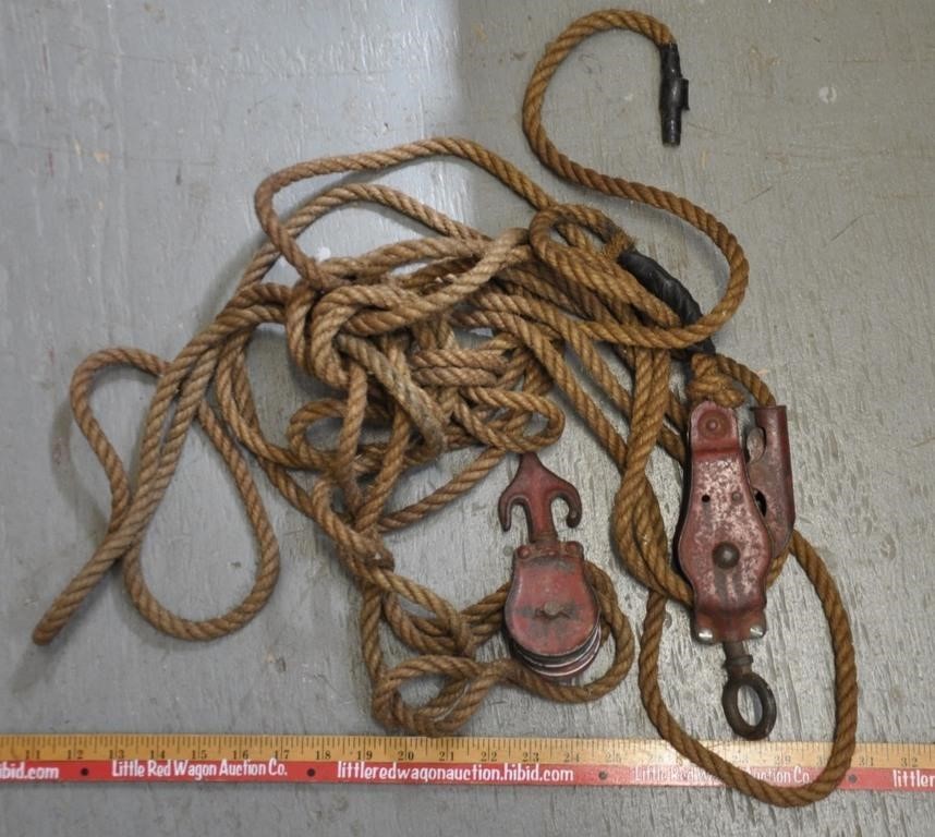 Vintage block and tackle pulley