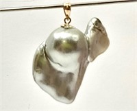 Baroque Pearl Sterling Silver Pendant NEW