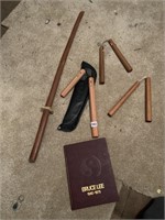 BRUCE LEE BOOK, SWORD, ETC.