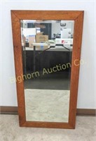 Antique Beveled Mirror w/3" Oak Frame