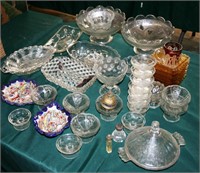 Glass Footed Bowls, Relish, Pressed Glassware